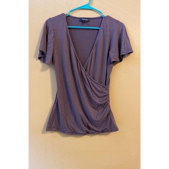 Modcloth purple gray wrap Top - Picture 2 of 5